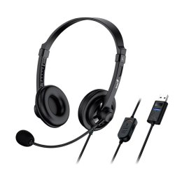 Genius HS-230U, słuchawki z mikrofonem, przewodowa, czarna, USB