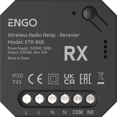 ENGO Controls ETR-868 - Przekaźnik bezprzewodowy EngoLink, nadajnik+odbiornik sterowany radiowo, 868Mhz, 230V