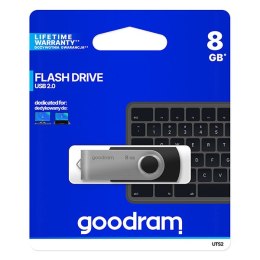 Goodram USB flash disk, USB 2.0, 8GB, UTS2, czarny, UTS2-0080K0R11, USB A, z obrotową osłoną