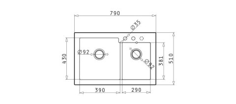 Pyramis Diplos (79X51) 1 3/4B 070168601 Volcano zlewozmywak granitowy 2-komorowy, czarny