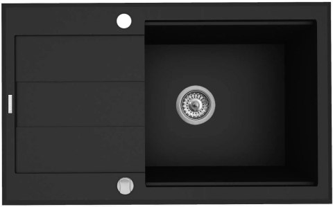 Pyramis Sparta Plus Lux 78X48 1B 1D 070167101 Zlewozmywak granitowy z ociekaczem, 1 komora, Volcano (czarny)