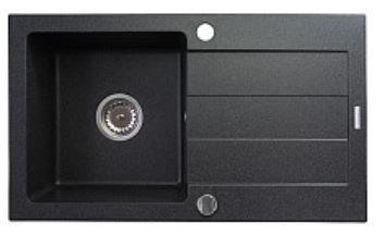 Zlewozmywak granitowy jednokomorowy z ociekaczem PYRAMIS SPARTA 76x44 1B 1D 70000101 czarny