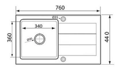 Zlewozmywak granitowy jednokomorowy z ociekaczem PYRAMIS SPARTA 76x44 1B 1D 70000101 czarny