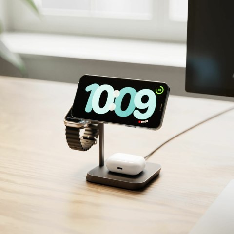 Zens Aluminium Series 3 w 1 Magnetyczna bezprzewodowa ładowarka biurowa Pro 3+ Zegarek z zasilaczem