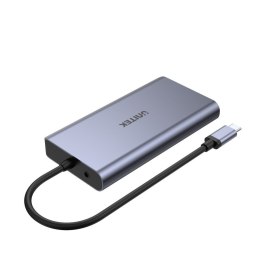 Hub USB-C UNITEK uHUB O8+ Szary Przewodowy