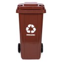 Kosz na śmieci pojemnik 120L kubeł śmietnik brązowy BIO gumowe koła