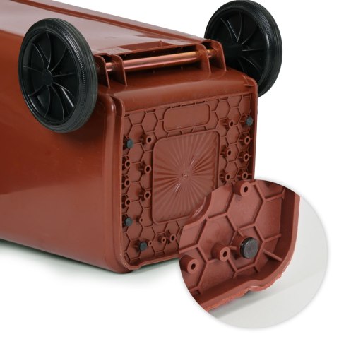 Kosz na śmieci pojemnik 120L kubeł śmietnik brązowy BIO gumowe koła