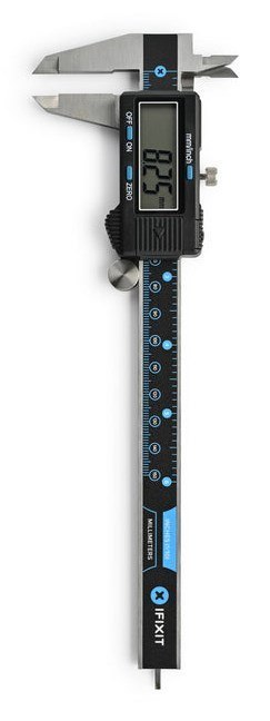 Cyfrowa suwmiarka iFixit w kolorze niebieskim z ekranem LCD