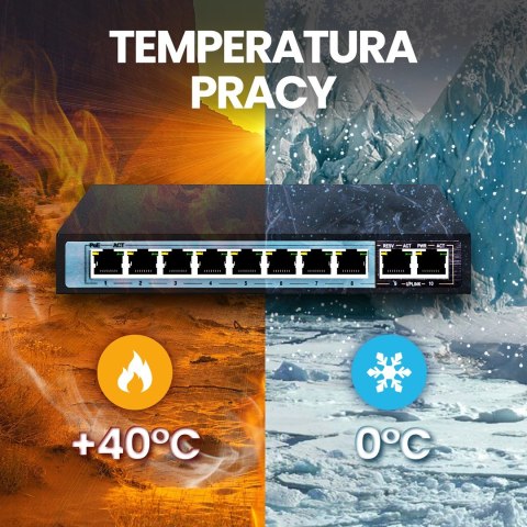 Extralink Switch PoE CERES 8x 100Mb/s PoE/PoE+, 2x RJ45 Uplink 100Mb/s, 96W