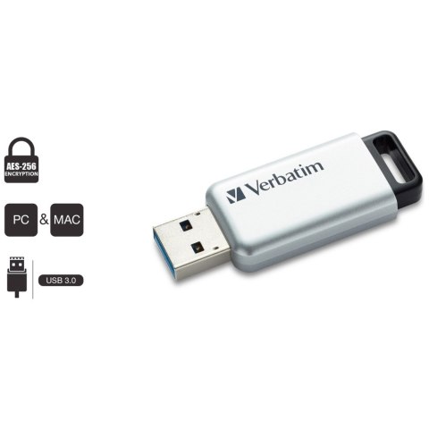 Pendrive Verbatim Secure Pro 32GB USB 3.2 Gen 1 srebrny 98665