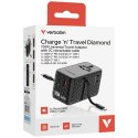Verbatim Adapter podróżny EU/UK/US GaN 1xUSB-C/1xUSB-A/2xUSB-C PD 70W czarny 30186