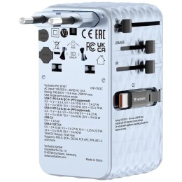 Verbatim Adapter podróżny EU/UK/US GaN 1xUSB-C/1xUSB-A/2xUSB-C PD 70W niebieski 30187