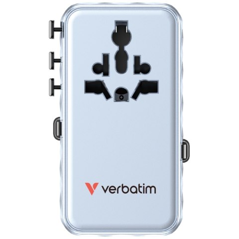 Verbatim Adapter podróżny EU/UK/US GaN 1xUSB-C/1xUSB-A/2xUSB-C PD 70W niebieski 30187