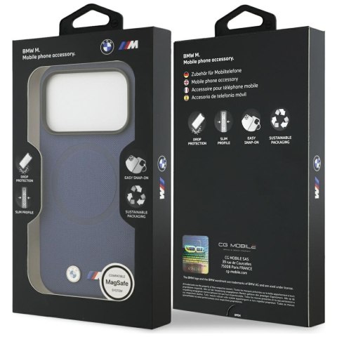 Etui BMW M FW Metal Logo MagSafe do iPhone 17 Pro granatowy
