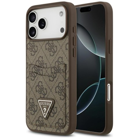 Etui Guess 4G Double Card Triangle do iPhone 17 Pro Max brązowy