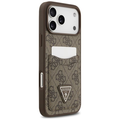 Etui Guess 4G Double Card Triangle do iPhone 17 Pro Max brązowy