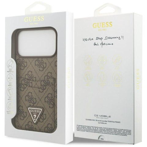 Etui Guess 4G Double Card Triangle do iPhone 17 Pro Max brązowy