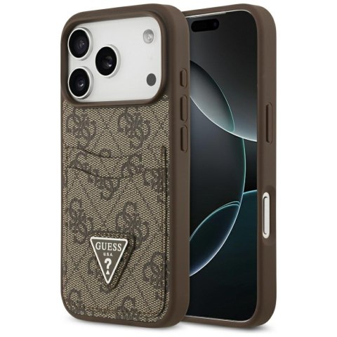 Etui Guess 4G Double Card Triangle do iPhone 17 Pro brązowy
