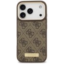 Etui Guess 4G Logo Plate MagSafe do iPhone 17 Pro brązowy