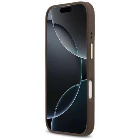 Etui Guess 4G Logo Plate MagSafe do iPhone 17 brązowy