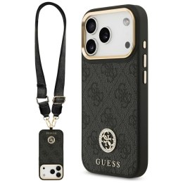 Etui Guess 4G Strass Logo & Big Strap Metal Buttons MagSafe do iPhone 17 Pro czarny