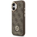 Etui Guess 4G Strass Logo & Big Strap Metal Buttons MagSafe do iPhone 17 brązowy