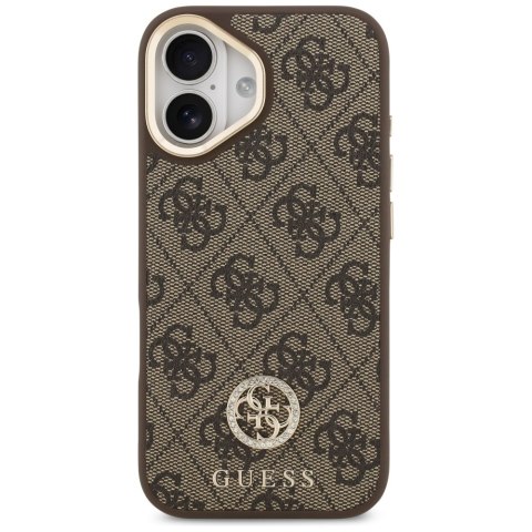 Etui Guess 4G Strass Logo & Big Strap Metal Buttons MagSafe do iPhone 17 brązowy