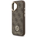 Etui Guess 4G Strass Logo & Big Strap Metal Buttons MagSafe do iPhone 17 brązowy