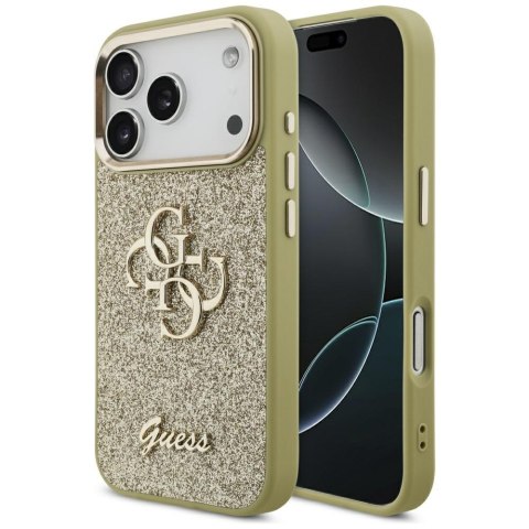 Etui Guess Fixed Glitter Big 4G Metal Frame do iPhone 17 Pro złoty