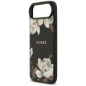 Etui Guess Grained Flowers Classic Logo MagSafe do iPhone Air czarny