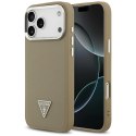 Etui Guess Grained Triangle Logo MagSafe do iPhone 17 Pro brązowy