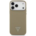 Etui Guess Grained Triangle Logo MagSafe do iPhone 17 Pro brązowy