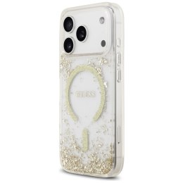 Etui Guess Resin Bottom Glitter MagSafe do iPhone 17 Pro złoty