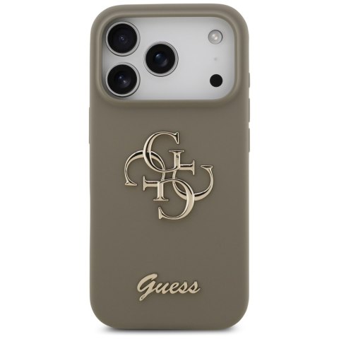 Etui Guess Silicone Big 4G Script do iPhone 17 Pro Max brązowy