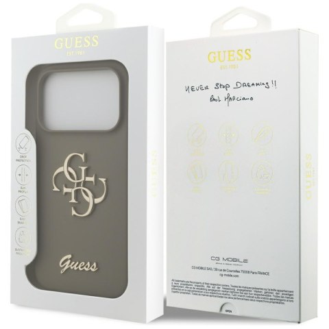 Etui Guess Silicone Big 4G Script do iPhone 17 Pro Max brązowy