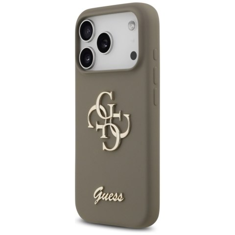 Etui Guess Silicone Big 4G Script do iPhone 17 Pro brązowy