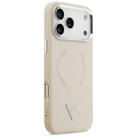Etui Guess Triangle Logo MagSafe do iPhone 17 Pro Max beżowy