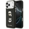 Etui Karl Lagerfeld FW Grained Karl & Choupette Heads Pins & Logo do iPhone 17 Pro Max czarny