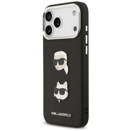 Etui Karl Lagerfeld FW Grained Karl & Choupette Heads Pins & Logo do iPhone 17 Pro Max czarny