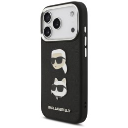 Etui Karl Lagerfeld FW Grained Karl & Choupette Heads Pins & Logo do iPhone 17 Pro czarny