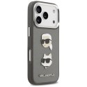 Etui Karl Lagerfeld FW Grained Karl & Choupette Heads Pins & Logo do iPhone 17 Pro szary