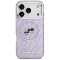Etui Karl Lagerfeld IML Glitter Karl & Choupette Heads Logo MagSafe do iPhone 17 Pro Max fioletowy