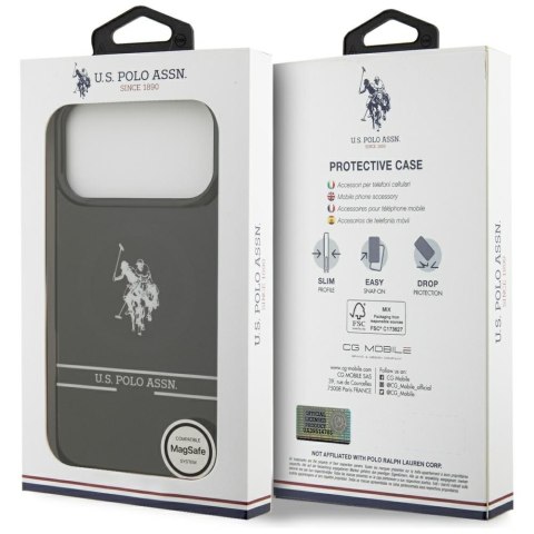 Etui US Polo DH and Bottom Stripe Logo MagSafe do iPhone 17 Pro Max czarny