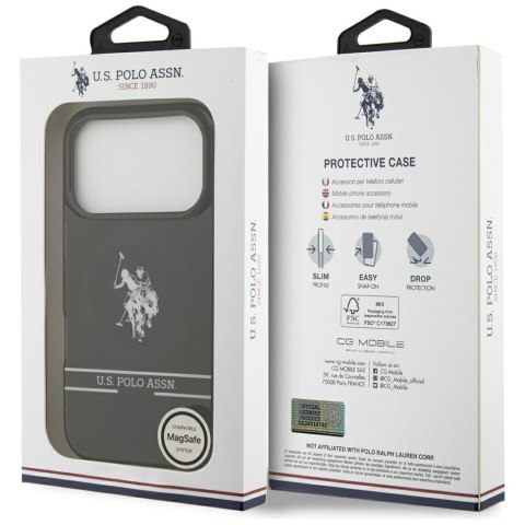 Etui US Polo DH and Bottom Stripe Logo MagSafe do iPhone 17 Pro czarny