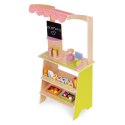 Duży drewniany stragan dla dzieci sklep z terminalem i wagą owoce warzywa 20 elementów ECOTOYS