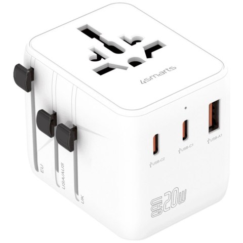 Adapter podróżny 4smarts Nomad GaN 20W 2C+1A biały