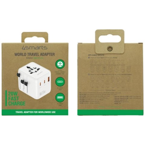 Adapter podróżny 4smarts Nomad GaN 20W 2C+1A biały