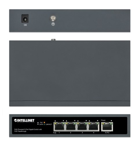 Switch Gigabit 5x PoE Passthrough zasilany PoE lub AC, 95W