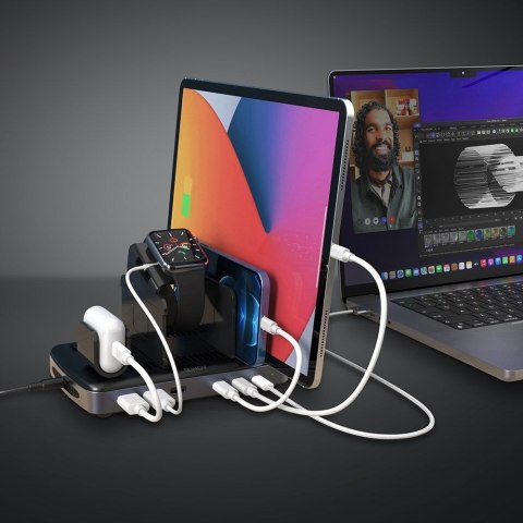 Lindy 73436 Organizery do stacji ładującej Wolnostojący Aluminium, Plastik Czarny, Szary