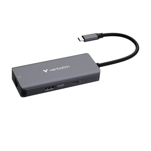 USB-C Hub wieloportowy 6-port, 32157, szary, długość kabla 18,8 cm, Verbatim, USB-C PD, USB-A 3.2 Gen 1, USB-A 2.0, SD a microSD
